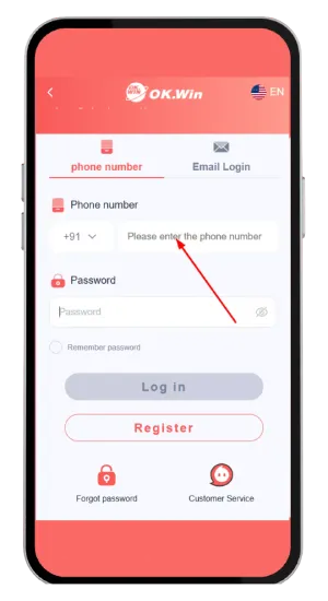 Enter registered mobile number