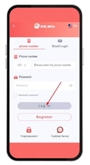 Click on the login button