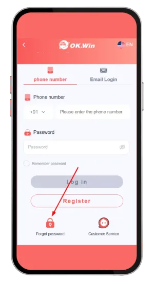 Go to the forgot password option