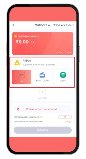 Select your preferred withdrawal